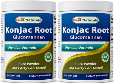 Best Naturals 2 Pack Konjac Glucomannan Root 1 Pound  2000 mg per Serving  Total 2 Pound