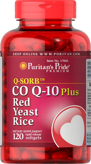Puritans PrideQSorb CoQ10 Plus Red Yeast Rice120 Rapid Release Softgels