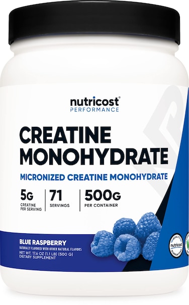 Nutricost Creatine Monohydrate Powder Blue Raspberry 500 Grams 11 LBS
