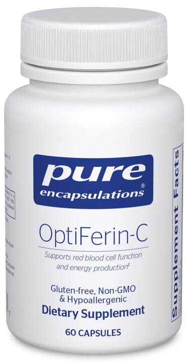 Pure Encapsulations OptiFerinC  for Red Blood Cells  Energy  Iron Absorption Support  Energy Supplement  Vitamin C Enriched  Gluten Free  NonGMO  60 Capsules