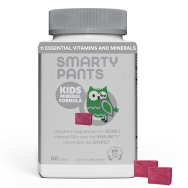 SmartyPants Kids Mineral Chews Magnesium Citrate  Calcium Supplement with Vitamin D3 Vitamin C Vitamin K2 Zinc  Selenium for Immune Support 60 Count 30 Day Supply
