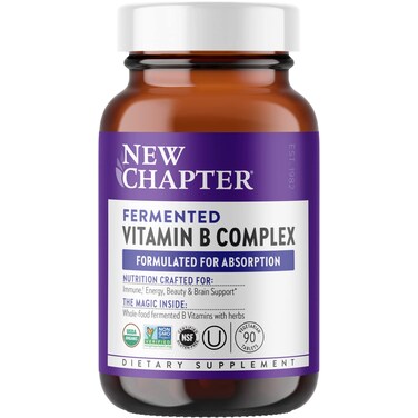 New Chapter Vitamin B Complex Fermented Vitamin B Complex USDA Organic ONE Daily for Cellular Energy  Brain  Beauty 100 Vegan GlutenFree  90 Count