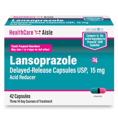 HealthCareAisle Lansoprazole 15 mg  42 DelayedRelease Capsules  Acid Reducer Treats Frequent Heartburn