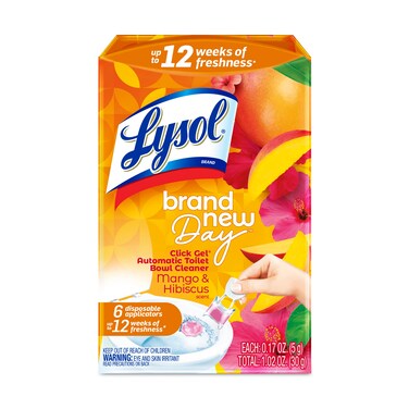 Lysol Click Gel Automatic Toilet Bowl Cleaner Gel Toilet Bowl Cleaner For Cleaning and Refreshing Mango  Hibiscus 6 Count Pack of 1