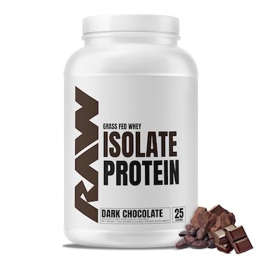 RAW Whey Isolate Protein Powder Dark Chocolate  100 GrassFed Sports Nutrition Whey Protein Powder for Muscle Growth  Recovery  LowFat Low Carb Naturally Flavored  Sweetened  25 Servings