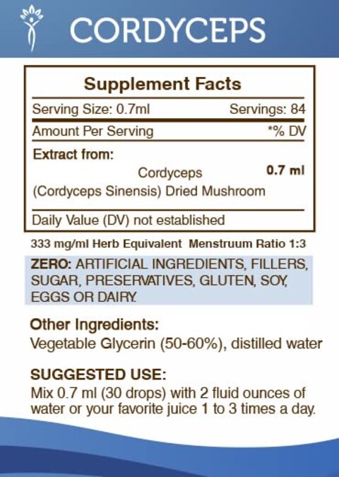 Secrets of the Tribe Cordyceps Tincture AlcoholFree Extract Cordyceps Cordyceps Sinensis Vitality and Stamina 2 oz