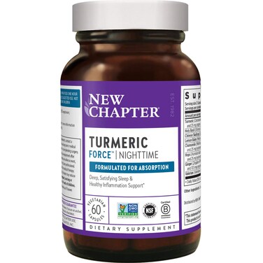 New ChapterTurmeric Supplement  Sleep Aid  Turmeric Force Nighttime for Sleep Support with Valerian Root  Ginger  NO Black Pepper Needed  NonGMO Ingredients  60 Vegetarian Capsule