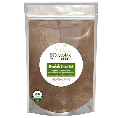 Organic Rhodiola Rosea Powder Extract 51 4 Ounce  Hong Jing Tian Concentrate  Lab Tested Extract Powder 112 Gram Resealable Bag add to Water or Smoothie by Dimmak Herbs