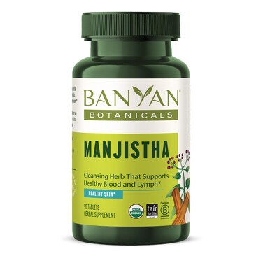 Banyan Botanicals Manjistha Tablets  Made from Pure Manjistha Powder  Organic Skin Supplement for Natural Blood Cleanse  Lymphatic System Support  90 Tablets  NonGMO Sustainably Sourced Vegan