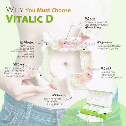 EzyRelifeCleanse Colon Naturally Safe  Effective Cleanse at Home Body Detox Program Benefits Gut Health with Oil Palm Fiber Remove Mucoid Plaque from Bowel in Amazing Result  Vitalic D