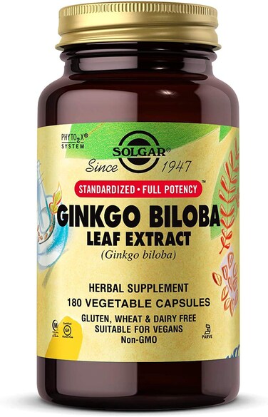 Solgar Ginkgo Biloba Leaf Extract 180 Vegetable Capsules  Brain Health  Mental Alertness  Standardized Full Potency SFP  NonGMO Vegan Gluten Free Dairy Free Kosher Halal  180 Servings