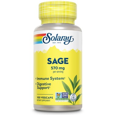 SOLARAYSage Leaf  570mg per serving  Healthy Body Odor  Perspiration Immune Function and Nervous  Digestive System Support  100 VegCaps