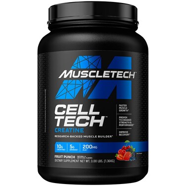 Creatine Monohydrate Powder MuscleTech CellTech Creatine Post Workout Recovery Drink Muscle Builder For Men  Women Muscle Building Supplements Fruit Punch 3 lbs 27 Serv