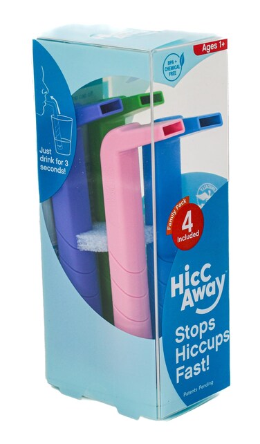 HiccAway Hiccup Straw  Stops Hiccups Naturally  Fast  As Seen On Shark Tank  Clinically Proven Relief for All Ages Children  Adults  HiccAway Family Pack Blue Pink Green Purple 4 Pack