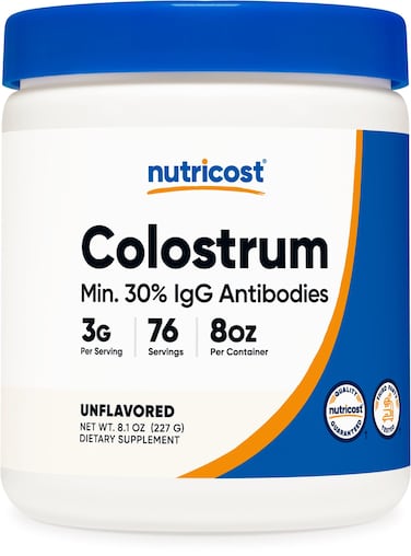 Nutricost Colostrum Powder 8 oz Lactoferrin and Minimum 30 Immunoglobulins IgG from Bovine Colostrum 3g Per Serving 76 Servings