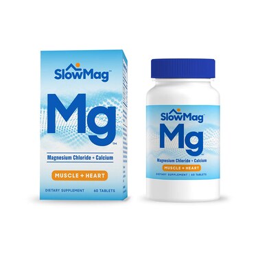 SlowMag Mg Muscle  Heart Magnesium Chloride with Calcium Supplement 60 Count