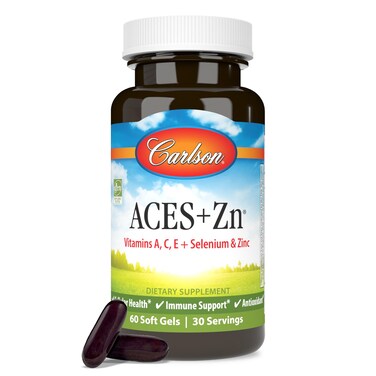 Carlson  ACES  Zn Vitamins A C E  Selenium  Zinc Cellular Health  Immune Support Antioxidant 60 Softgels