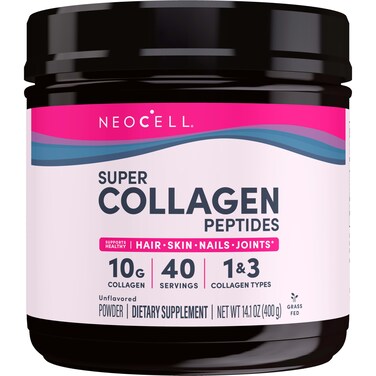 NeoCellSuper Collagen Peptides 10g Collagen Peptides per Serving Gluten Free Keto Friendly NonGMO Grass Fed Healthy Hair Skin Nails and Joints Unflavored Powder 141 oz 1 Canister