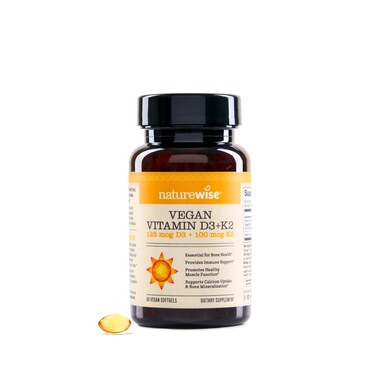 NatureWise Vitamin D3  K2 with Plant Based Vitamin D 5000IU  100mcg Vitamin K2 as MK7  Max Absorption  Vegan NonGMO  Immune Support  with Extra Virgin Olive Oil  60 Softgels2Month Supply