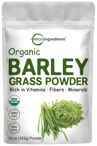 Organic Barley Grass Powder 16 Ounces  US Grown  Rich in Vitamins Minerals Fibers  Antioxidants  Superfood Greens Mix for Immune Health and Digestion Support  NonGMO