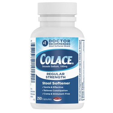 Colace Regular Strength Stool Softener 100 mg Capsules 250 Count Docusate Sodium Stool Softener for Gentle Dependable Relief