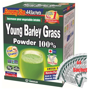 Yamamoto YAMAKAN Barley Grass Powder 100 Green Superfood Japans Green Juice for Health  Vitality Rich in Vitamins  Minerals NonGMO Vegan 44 Sachet
