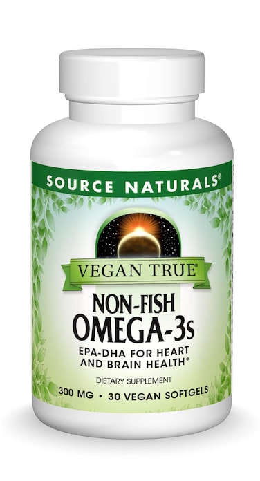 Source Naturals Vegan True NonFish Omega3s EPADHA Supports Heart and Brain Health 300 mg  30 Vegan Softgels