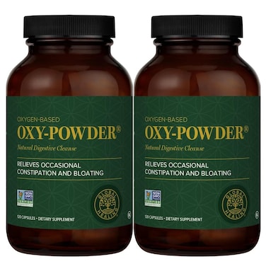 Global Healing Center OxyPowder Colon Cleanse Detox  Oxygen Based Safe and Natural Intestinal Cleanser 120 Count Pack of 2