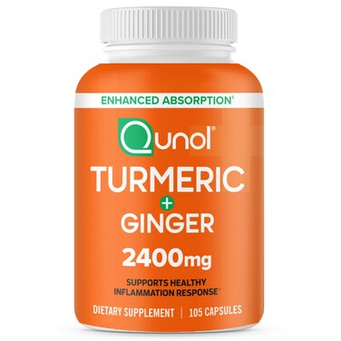 Qunol Turmeric Curcumin with Black Pepper  Ginger 2400mg Turmeric Extract with 95 Curcuminoids Extra Strength Supplement Enhanced Absorption Joint Support Supplement 105 Count