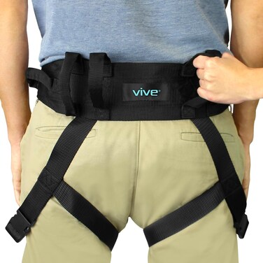 Vive Transfer Belt with Leg Loops  Medical Nursing Safety Gait Assist Device  Bariatrics Pediatric Elderly Occupational and Physical Therapy  Long Strap and Quick Release Metal Buckle  52 Inch