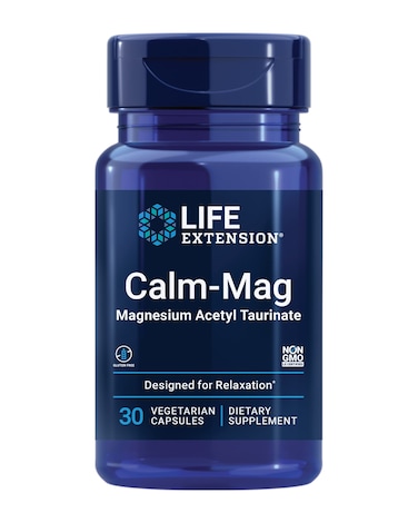 Life ExtensionCalmMag Bioavailable Form of Magnesium Acetyl Taurinate Supplement for Relaxation and Stress Management Gluten Free NonGMO Vegetarian 30 Capsules