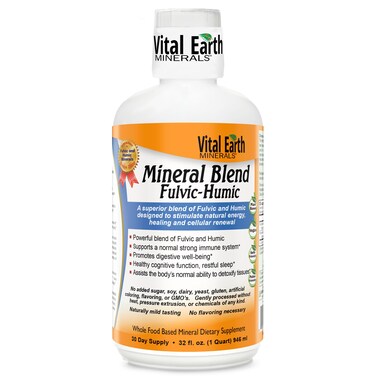 Vital Earth Minerals Fulvic Humic Mineral Blend Liquid  Fulvic Acid Supplement with 70 Trace Minerals Electrolytes for Recovery Balance  Energy 32 Oz  1 Oz Cup