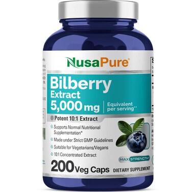 NusaPure Bilberry Extract 5000mg 200 Vegetarian caps NonGMO Vegan