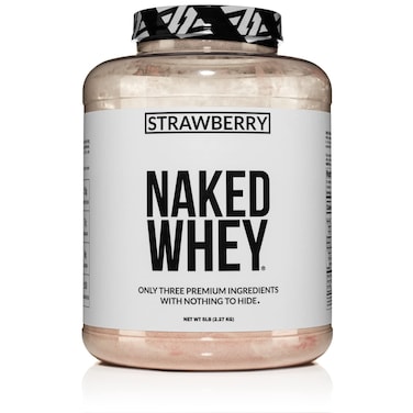 NAKEDStrawberry Whey Protein  All Natural Grass Fed Whey Protein Powder  Dried Strawberries  Coconut Sugar 5lb Bulk GMOFree Soy Free Gluten Free Aid Muscle Growth  Recovery  61 Servings