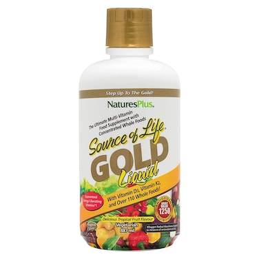 Natures PlusSource of Life Gold Multivitamin Liquid  30 oz  with Vitamins D3 B12  K2  Blood Bone  Immune Support  Vegetarian  Gluten Free  30 Servings