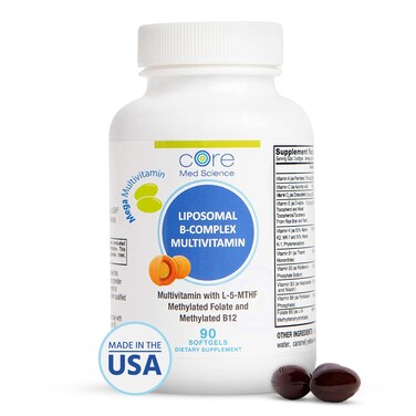 Liposomal Methylated Multivitamin BComplex by Core Med Science 90 Softgels NonGMO Active Super B Complex Vitamin Supplement for Heart Health VIT Methyl B Complex Immune Support Supplement