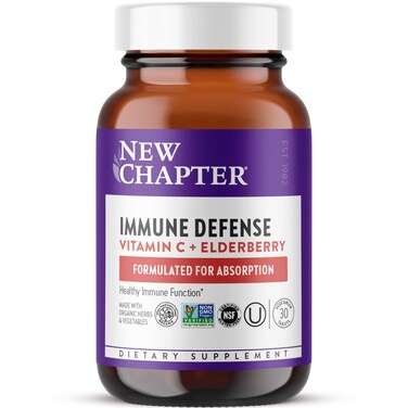 New ChapterVitamin C Immune Defense Supplement  Elderberry  Excellent Source of Vitamin C One Daily Tablet for Healthy Immune Support Made with Organic Herbs NonGMO Gluten Free 30 ct