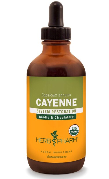 Herb Pharm Certified Organic Cayenne Liquid Extract for Cardiovascular and Circulatory Support  4 Ounce Brown