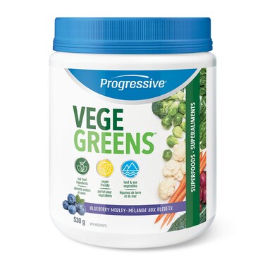 Progressive VegeGreens Vegan Greens Supplement Powder  Blueberry Medley Flavour 500 g  Made from Herbs Plants and Vegetables