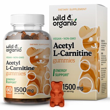 Wild  Organic Acetyl LCarnitine Gummies  Natural Dietary Supplement  1500mg ALCAR to Support Energy  Immunity  60 Chews per Bottle