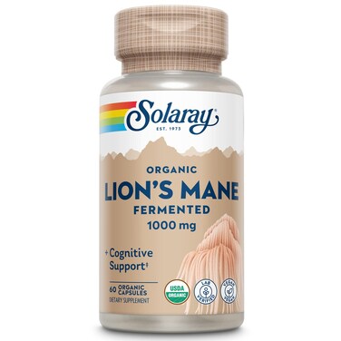 SOLARAYFermented Lions Mane Mushroom  Healthy Brain Function Mental Focus  Immune Support  60 Vegcaps 30 Serv