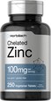 HorbachChelated Zinc Supplement 100mg  250 Tablets  High Potency  Superior Absorption  Vegetarian NonGMO Gluten Free