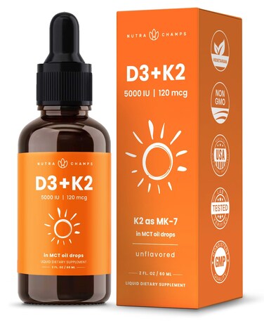 Vitamin D3 K2 Drops  Liquid Vitamin D3 5000 IU  K2 D3 with MK7  Vitamin D Drops for Kids  Bones Heart  Immune Health  Liquid Vitamin D in MCT Oil for Better Absorption Than Capsules  Gummies