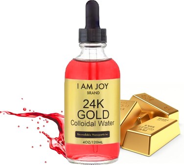 Liquid Colloidal Gold 24k 9999 Pure 100ppm Ruby Red Water Based All Natural Electrolysis 4oz Glass Bottle