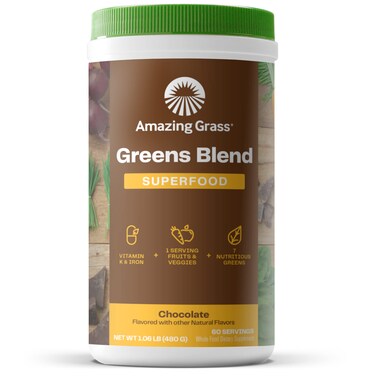 Amazing Grass Greens Superfood Powder Greens Powder with Digestive Enzymes  Probiotics Organic Spirulina Chlorella and Beet Root Powder Chocolate 60 Servings