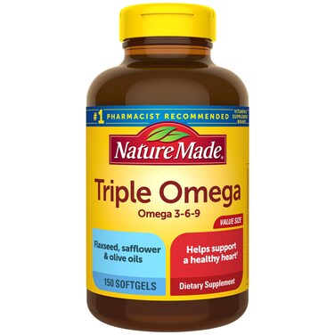 Nature Made Triple Omega 3 6 9 Flaxseed Safflower  Olive Oils Healthy Heart Support Fish Free Omega 3 Supplement 150 Softgels 75 Day Supply