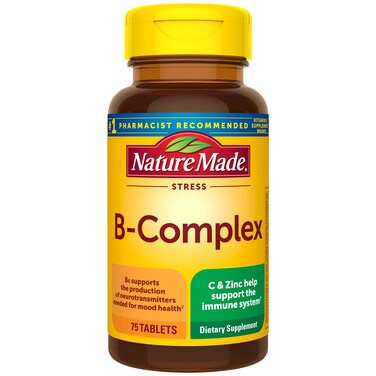 Nature MadeStress B Complex with Vitamin C and Zinc Dietary Supplement for Immune Support 75 Tablets 75 Day Supply