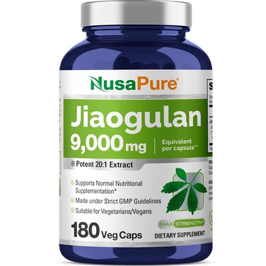 NusaPure Jiaogulan 9000 mg 180 Veggie Capsules Extract 201 Vegetarian NonGMO Vegan Gynostemma Pentaphyllum