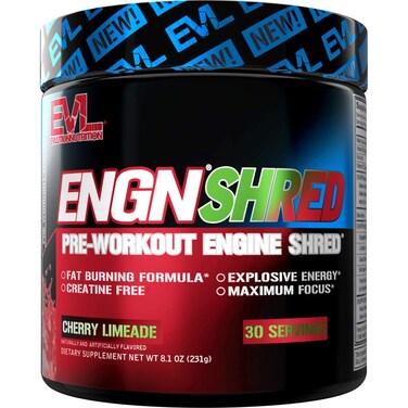 EVL Ultimate Pre Workout Powder  Thermogenic Fat Burner Preworkout Powder Drink for Lasting Energy Focus and Stamina  ENGN Shred Intense Fat Burning Creatine Free Preworkout Drink  Cherry Limeade