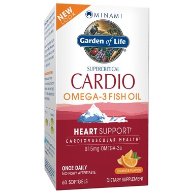 Garden of LifeFish Oil Omega 3  Cardio Omega3 Fish Oil Supplement for Heart Health 915mg Omega 3 Fatty Acids EPA  DHA  Orange Flavor Two Month Supply Minami Ultimate Supplements 60 Softgels